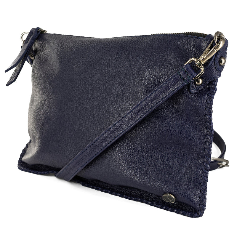 Rantu : Ladies Leather Crossbody Handbag in Marine Cayak