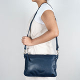 Rantu : Ladies Leather Crossbody Handbag in Marine Cayak