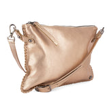 Rantu : Ladies Leather Crossbody Handbag in Rose Gold Mettalic