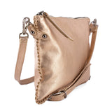 Rantu : Ladies Leather Crossbody Handbag in Rose Gold Mettalic