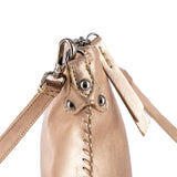 Rantu : Ladies Leather Crossbody Handbag in Rose Gold Mettalic