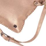 Rantu : Ladies Leather Crossbody Handbag in Rose Gold Mettalic