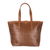 Simkhethi : Ladies Woven Leather Shopper Handbag in Cognac Seneca & Oak Cayak