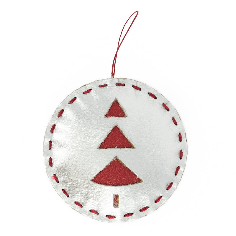 Christmas Tree Bauble : Christmas Decor Accessory in Silver Metallic & Valentine Cayak