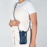 Lulonke : Ladies Leather Crossbody Purse in Marine Cayak