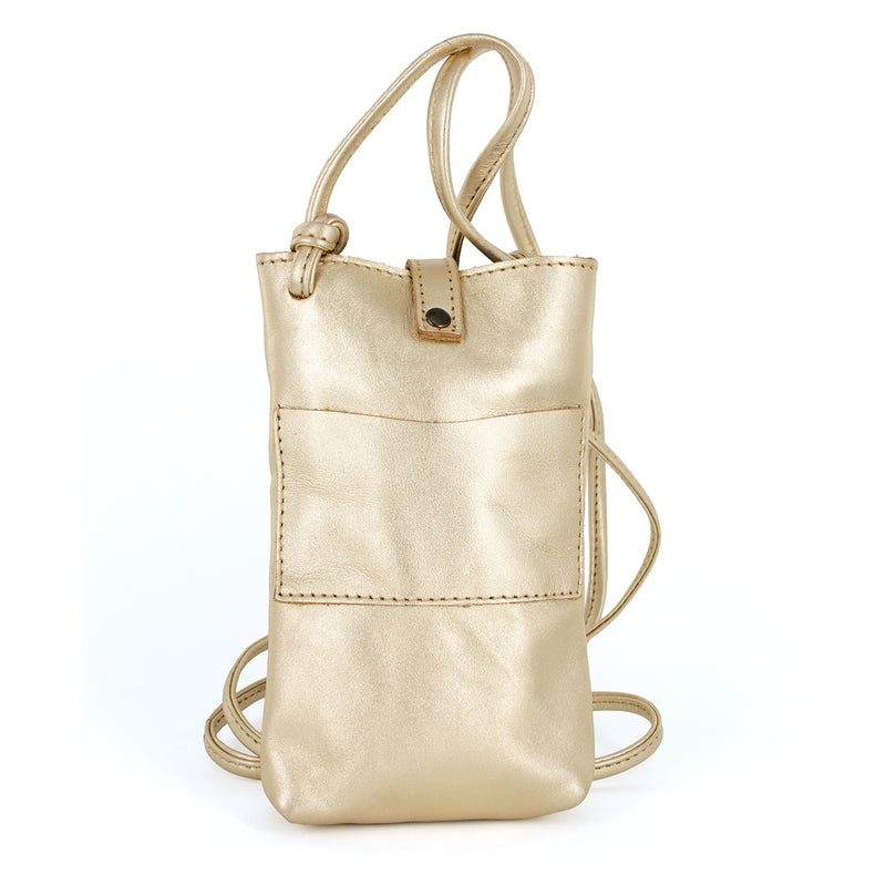 Lulonke : Ladies Leather Crossbody Purse in Gold Foil