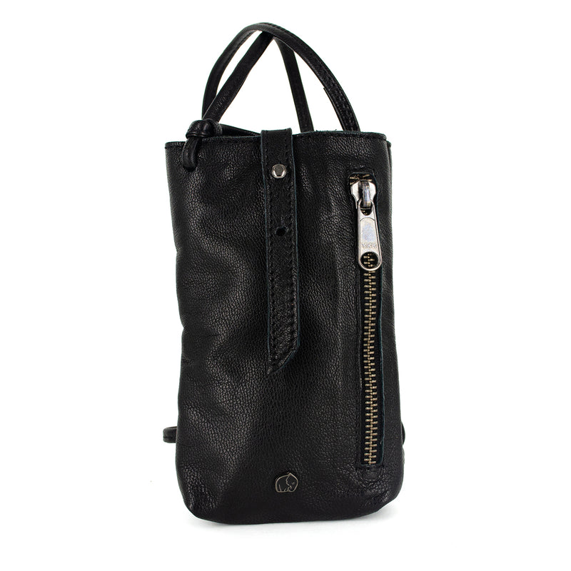 Lulonke : Ladies Leather Crossbody Purse in Black Nappa