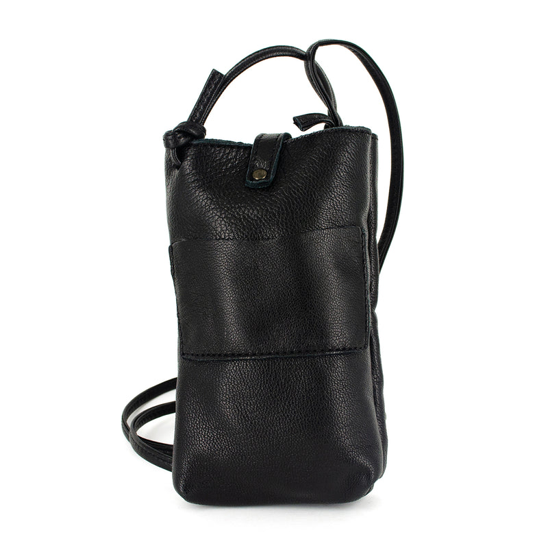 Lulonke : Ladies Leather Crossbody Purse in Black Nappa