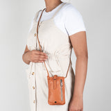 Lulonke : Ladies Leather Crossbody Purse in Oak Nappa