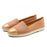 Consisela : Ladies Leather Espadrille Shoe in Timber Pietra