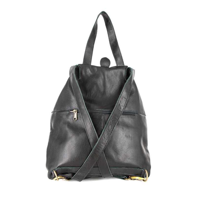 Ncumisa : Leather Backpack in Black Delta
