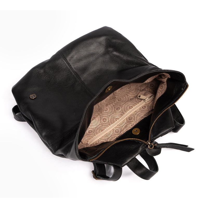 Ncumisa : Leather Backpack in Black Delta