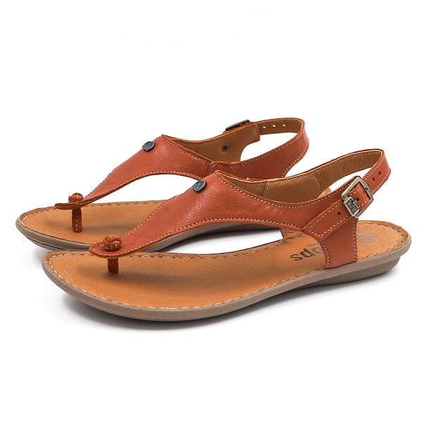 Ovaroli : Ladies Leather Tslops Sandal in Burnt Orange Pietra