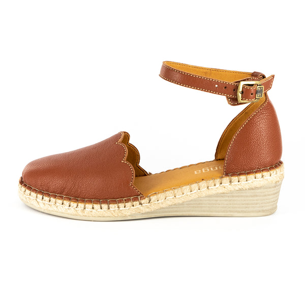 Inkantolo : Ladies Leather Wedge Espadrille in Suede Cayak