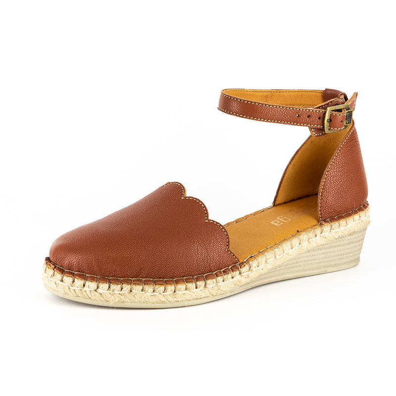 Inkantolo : Ladies Leather Wedge Espadrille in Suede Cayak