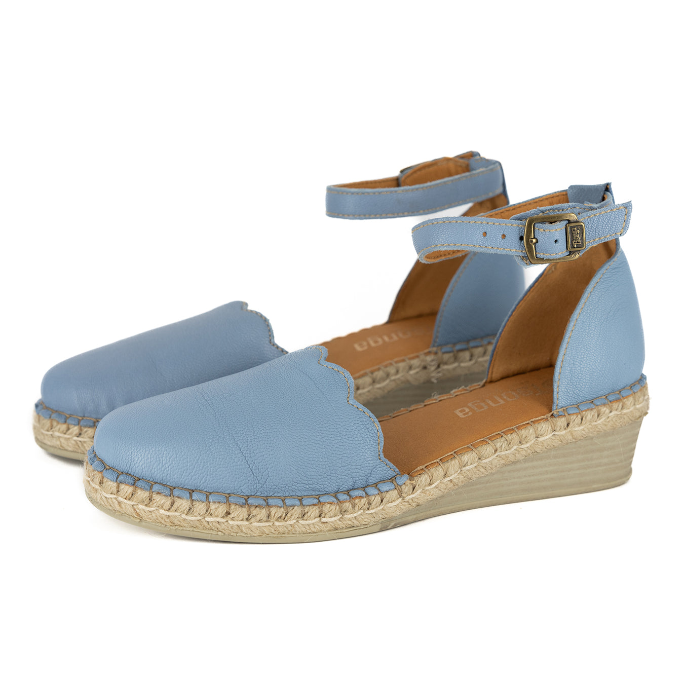 Inkantolo : Ladies Leather Wedge Espadrille in Jeans Cayak – Tsonga