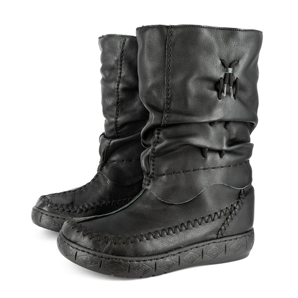 Online Exclusive Outlet Mbhazo : Ladies 100% Wool-Lined Leather Boot in Black Delta
