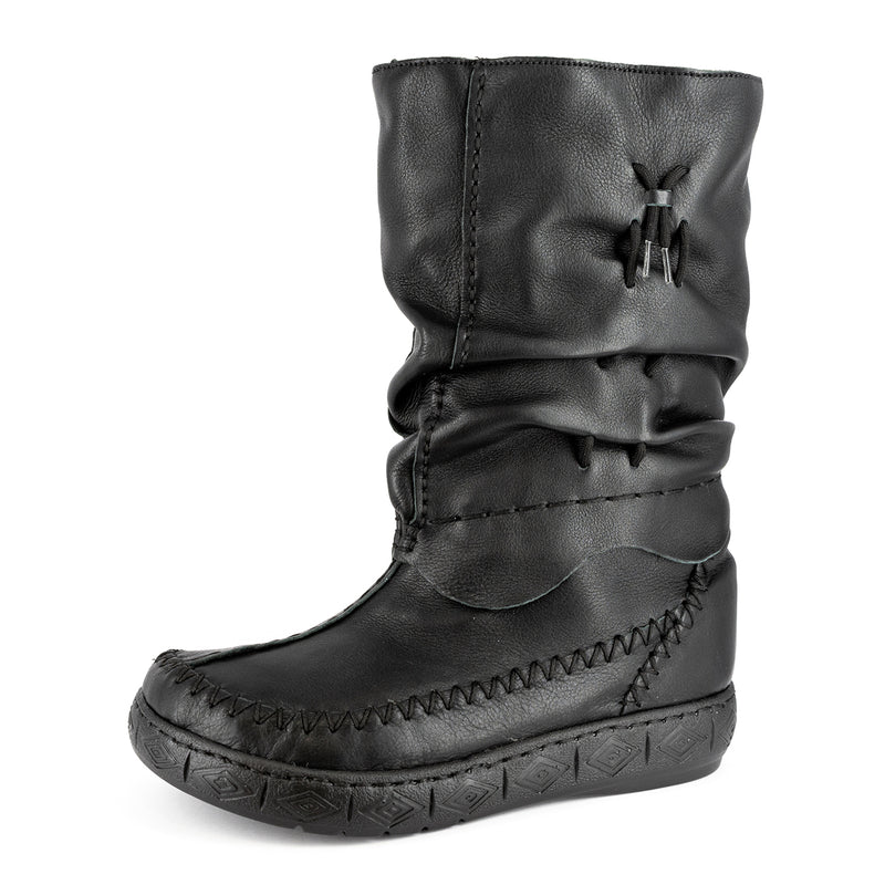 Online Exclusive Outlet Mbhazo : Ladies 100% Wool-Lined Leather Boot in Black Delta