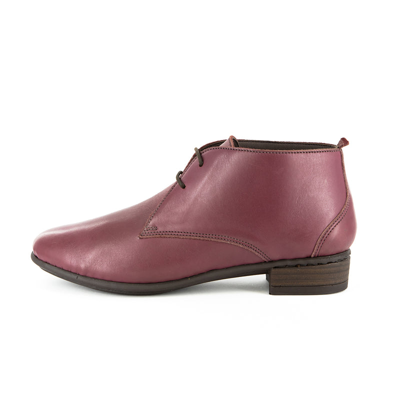 Sizayo : Ladies Leather Pixie Boot in Burgundy Relaxa