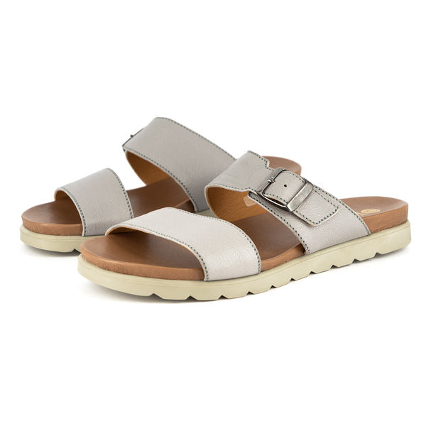 Isindo : Ladies Leather Sandal in Quarry Cayak