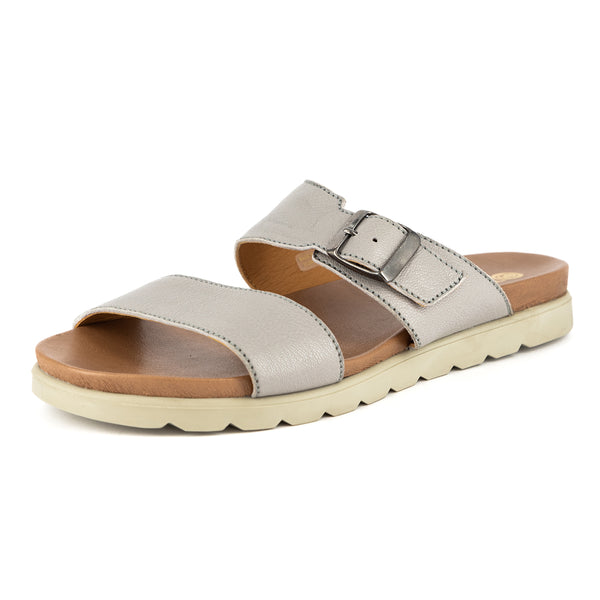 Isindo : Ladies Leather Sandal in Quarry Cayak