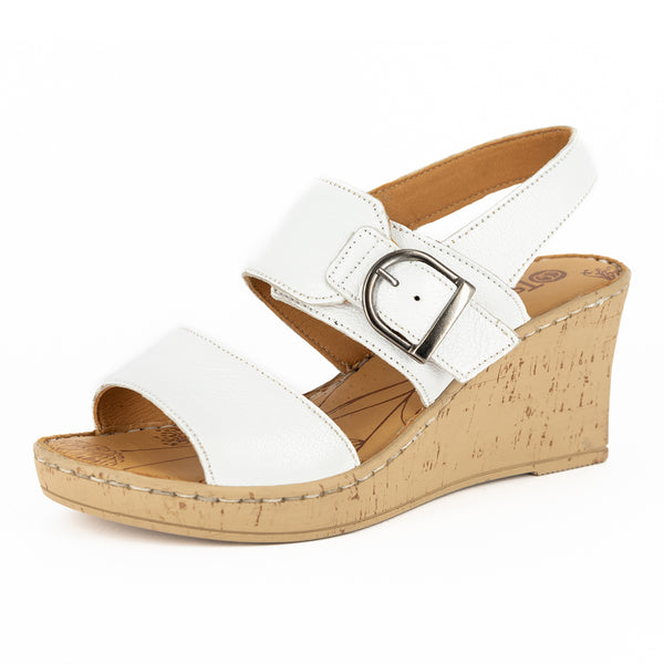 Moyizela : Ladies High-Heeled Leather Sandal in White Cayak