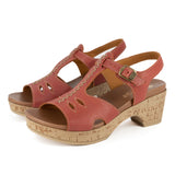 Online Exclusive Outlet Umxazulo : Ladies Leather Platform High-Heeled Sandal in Burnt Orange Pietra