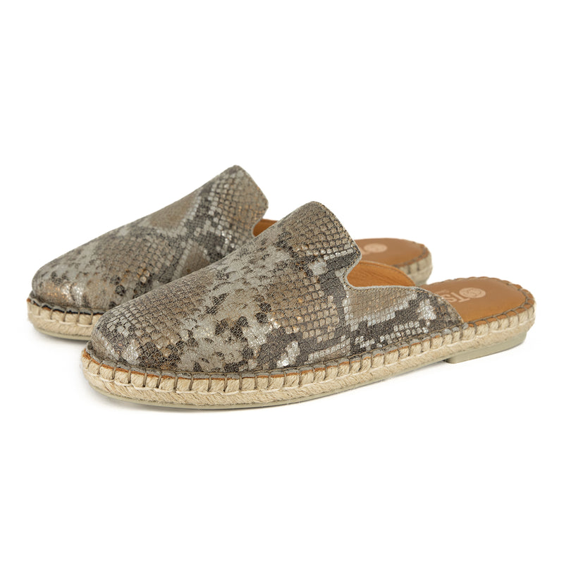 Ukubasa : Ladies Leather Slip-On Espadrille in Opal Rockafella