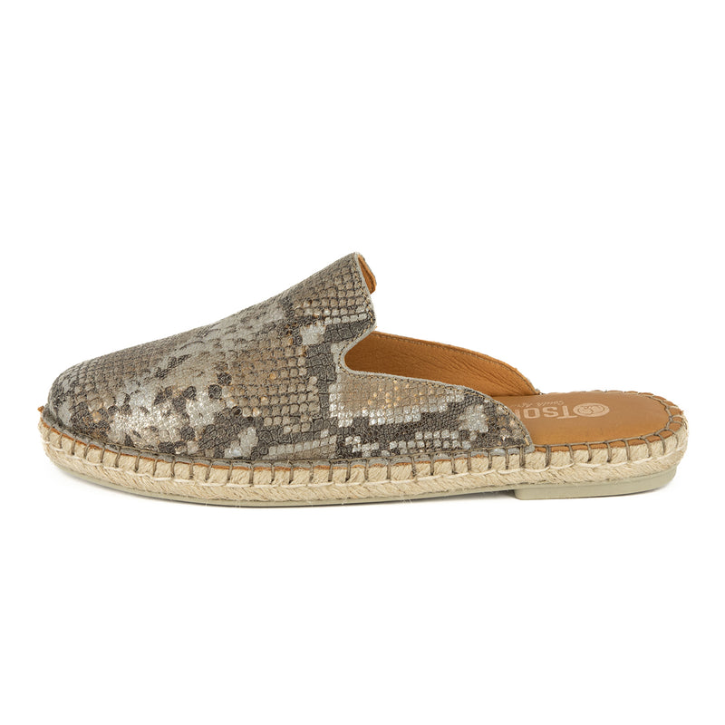 Ukubasa : Ladies Leather Slip-On Espadrille in Opal Rockafella