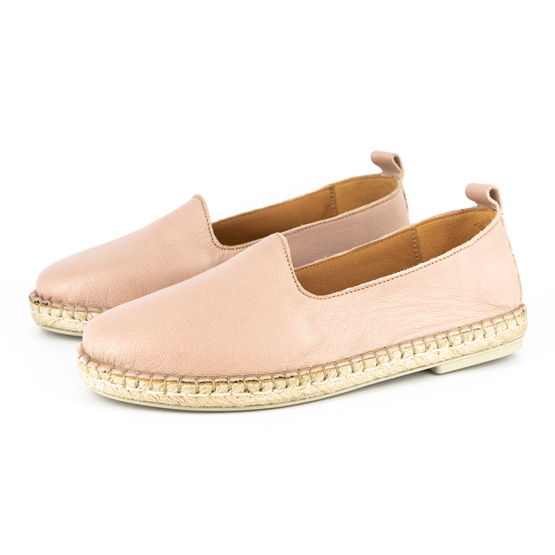 Indzima : Ladies Leather Espadrille Shoe in Rose Cayak