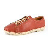 Yebo : Ladies Leather Espadrille Sneaker in Burnt Orange Cayak