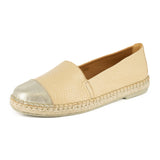 Consisela : Ladies Leather Espadrille Shoe in Aria Bosforo & Bark Grid