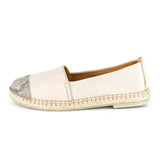 Consisela : Ladies Leather Espadrille Shoe In Cream Cayak & Opal Rockafella