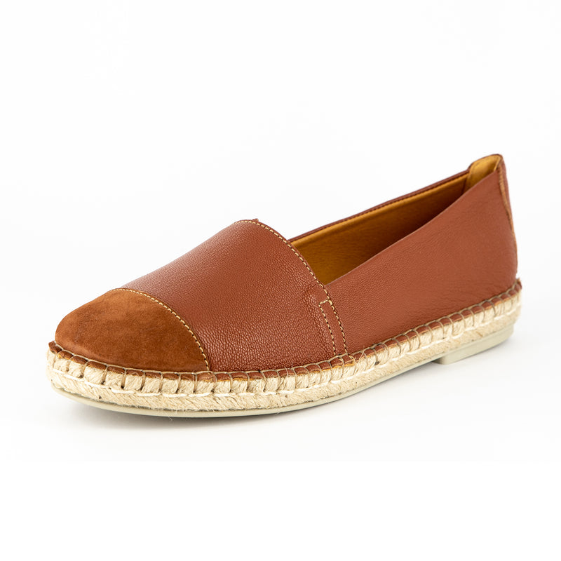 Consisela : Ladies Leather Espadrille Shoe in Suede Cayak & Velour