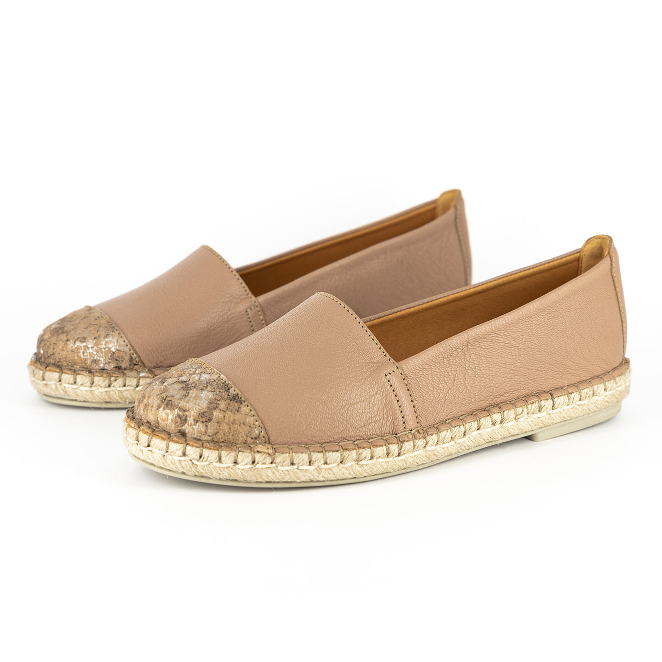 Consisela : Ladies Leather Espadrille Shoe in Timber Cayak & Noisette ...