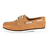 Uhlamvu : Ladies Leather Boat Shoe in Tan Nubuck