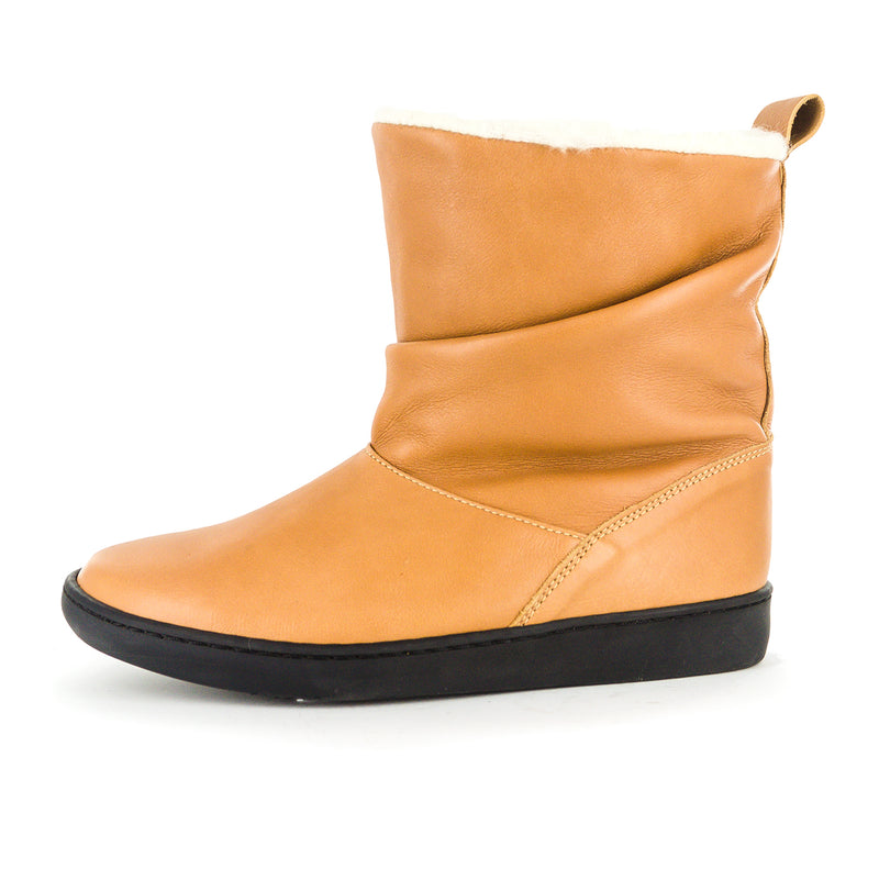 Zeny : Ladies 100% Wool-Lined Leather Boot in Tan Vintage