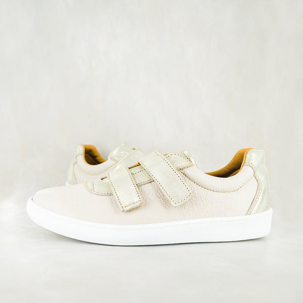 Limited Edition Gigizela : Ladies Leather Sneaker in Cream Cayak & Bark Domus