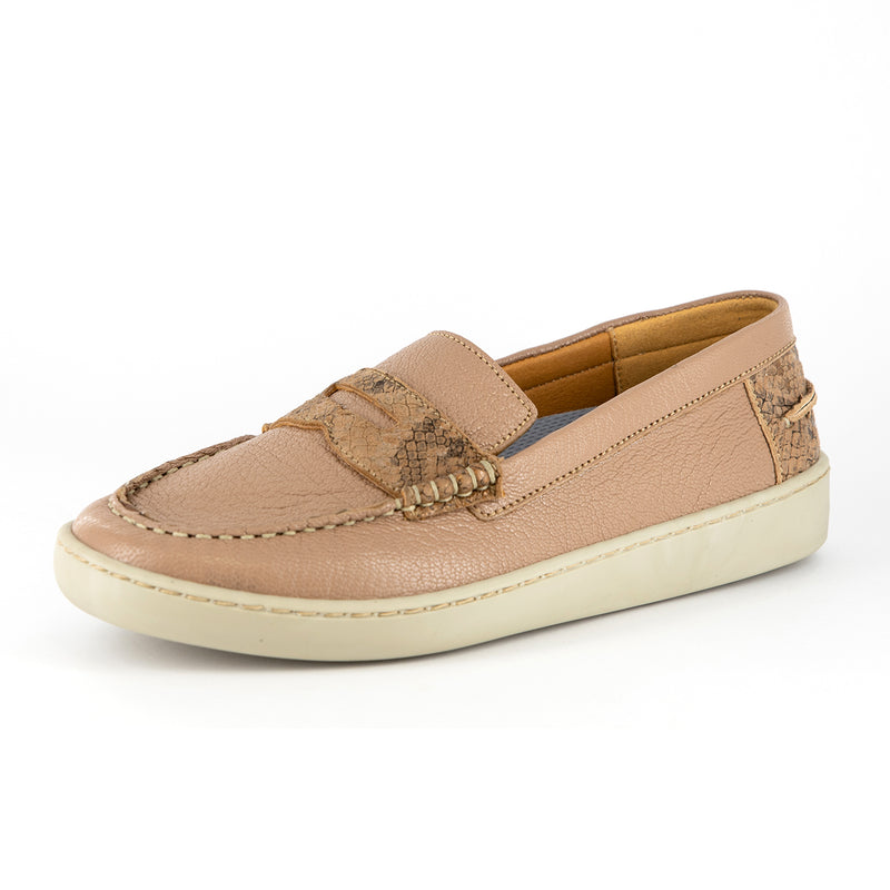 Zwide : Ladies Leather Moccasin in Timber Cayak & Noisette Rockafella
