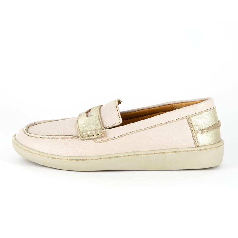 Zwide : Ladies Leather Moccasin in Cream Cayak & Bark Domus