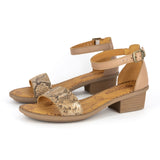 Umvikeli : Ladies Leather Sandal in Timber Cayak & Noisette Rockafella
