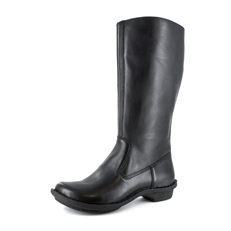 Vutha : Ladies Leather Mid-Calf Boot in Black Relaxa