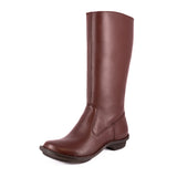 Vutha : Ladies Leather Mid-Calf Boot in Raisin Relaxa