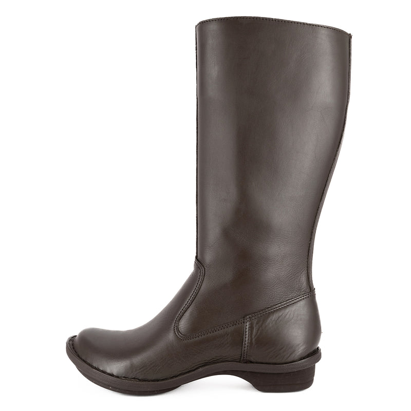 Vutha : Ladies Leather Mid-Calf Boot in Choc Relaxa