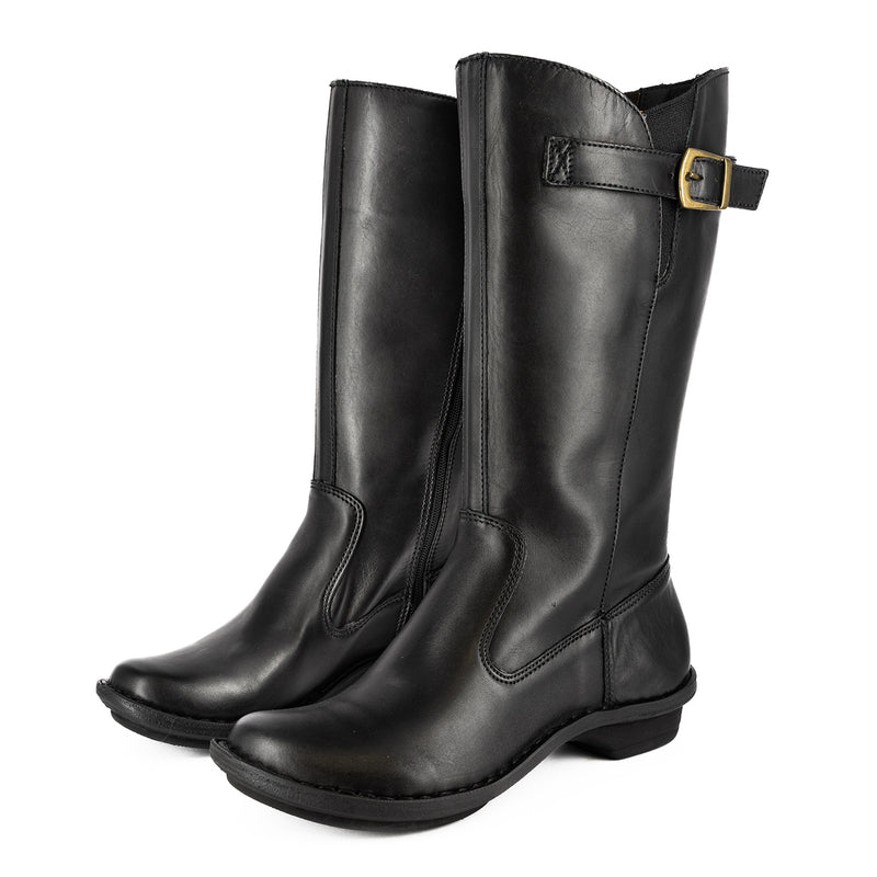 Omelwayo : Ladies Leather Mid-Calf Boot in Black Relaxa