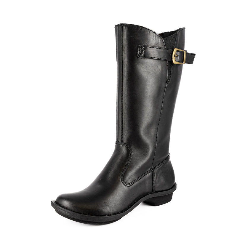 Omelwayo : Ladies Leather Mid-Calf Boot in Black Relaxa