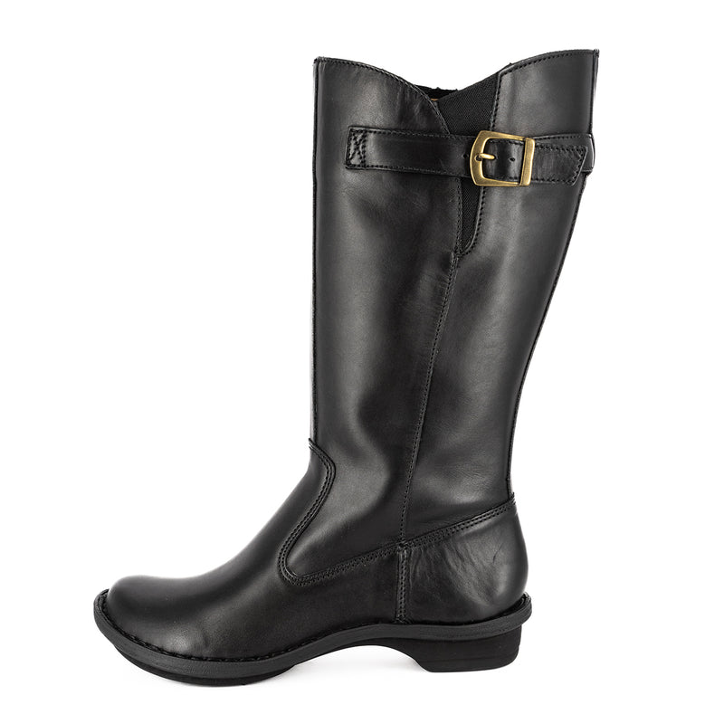 Omelwayo : Ladies Leather Mid-Calf Boot in Black Relaxa