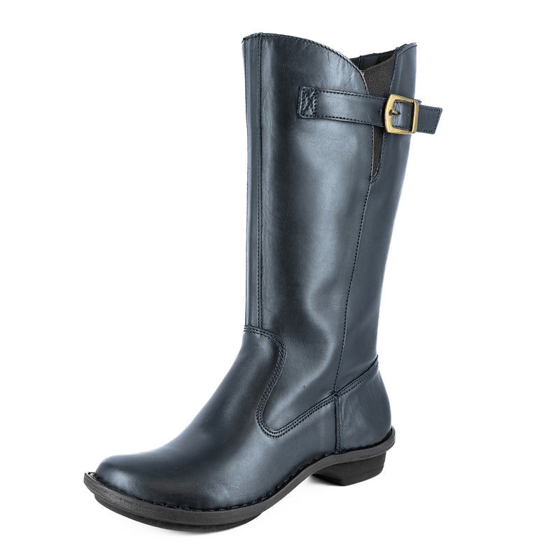 Omelwayo : Ladies Leather Mid-Calf Boot in Navy Relaxa