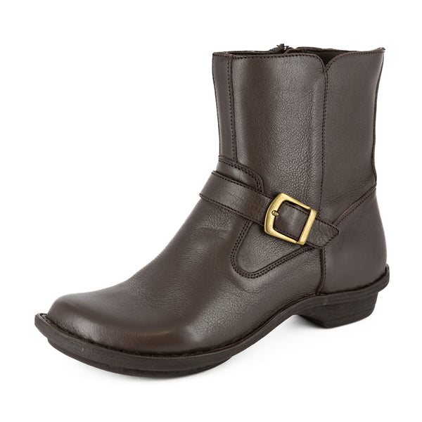 Shimoni : Ladies Leather Ankle Boot in Choc Delta