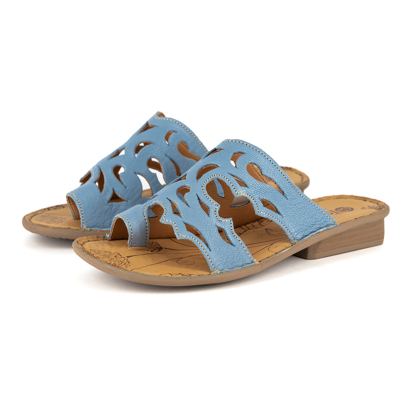 Isivinia : Ladies Leather Sandal in Jeans Cayak